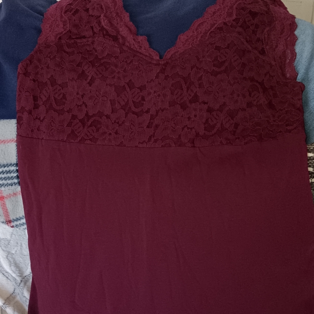 Burgundy Lace Top